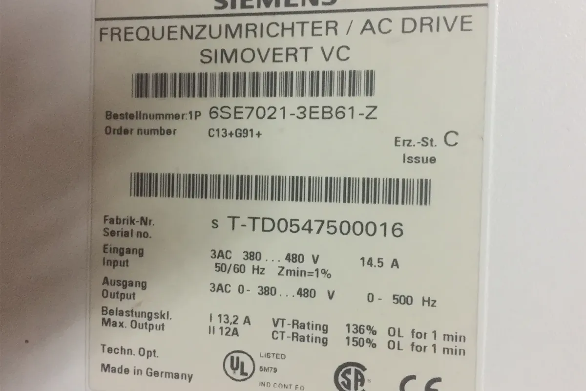 SIEMENS- 6SE7021-3EB61-Z