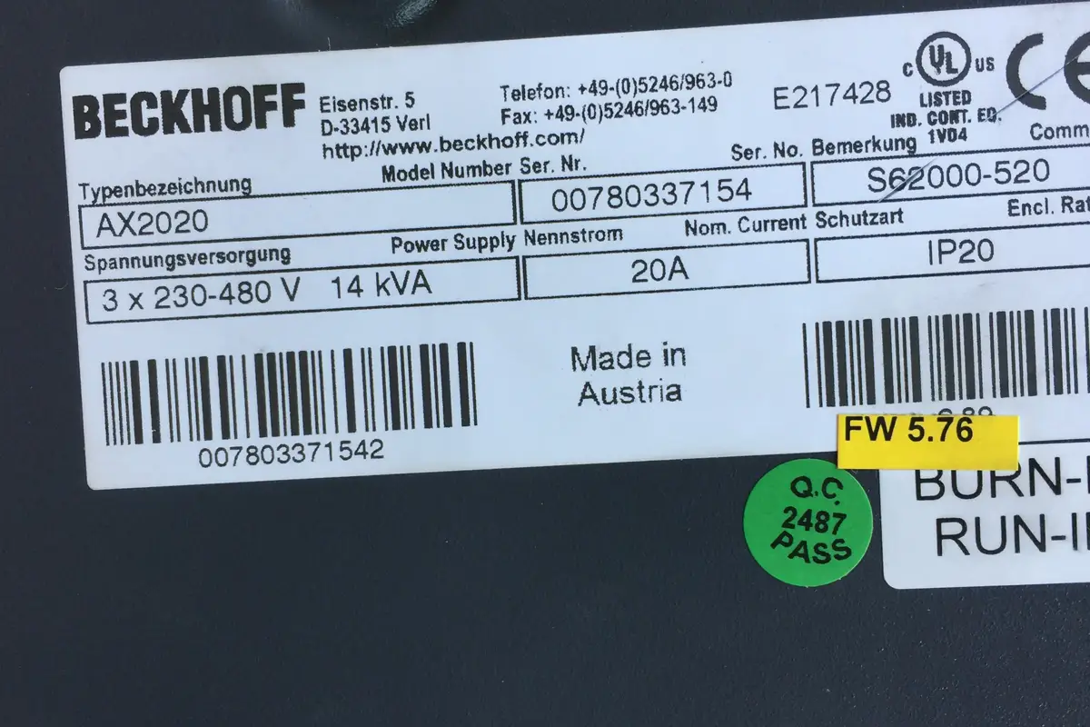 BECKHOFF- AX2020