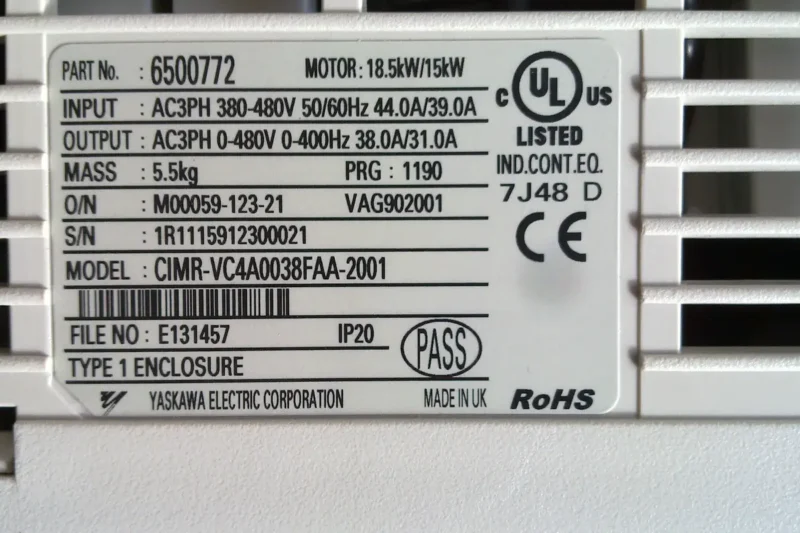 YASKAWA- CIMR-Y4A0038FAA-2001